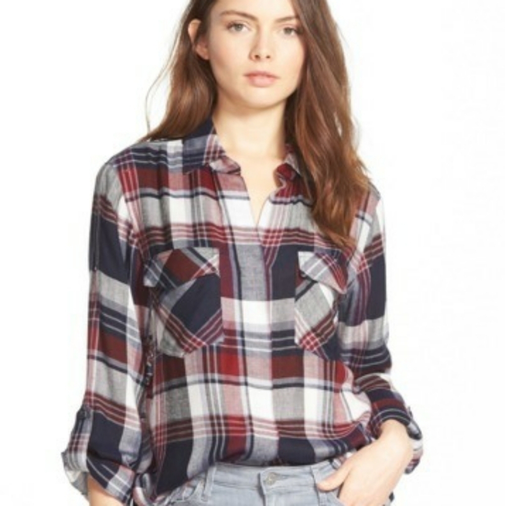NWT Sam Edelman Riley Lace Back Plaid Shirt - Picture 10 of 10